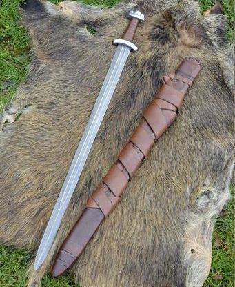 Damascus Steel Handmade Viking Sword With Wood Handle
