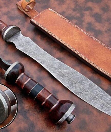 Damascus Steel Viking Sword With Wooden Handle