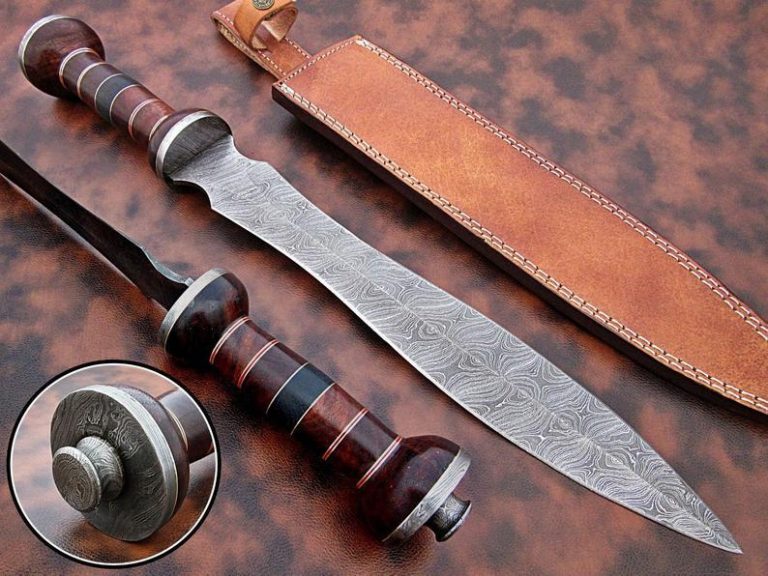 Damascus Steel Viking Sword With Wooden Handle