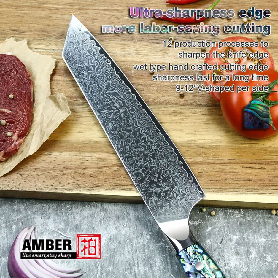 Damascus Kiritsuke Knife 8 Inch High Carbon Stainless Steel VG10 Blade Anaone Handle Chef Kitchen Knives
